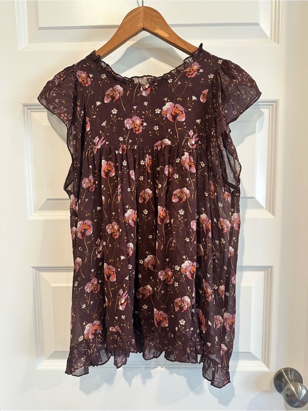 Ulla Johnson Women’s Size 8 Silk Floral Flutter Sleeve Blouse Top - EUC